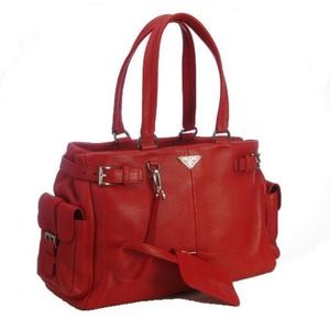 Authentic red leather Prada bag
