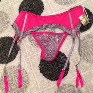 hot pink & gray garter