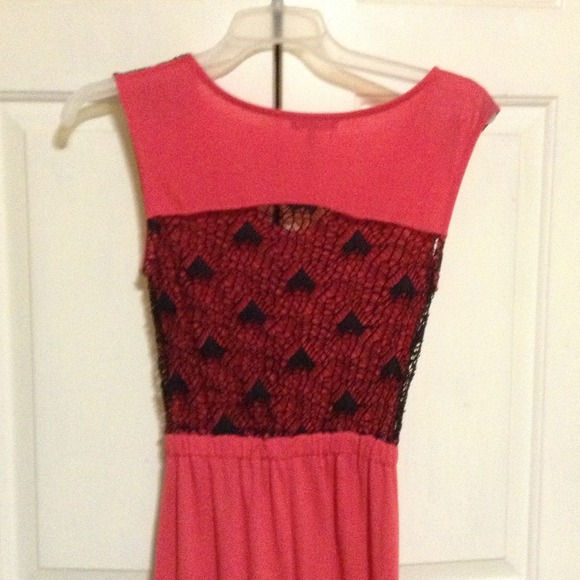 🚫SOLD🚫Coral orange maxi dress with lace❤ - Picture 2 of 2