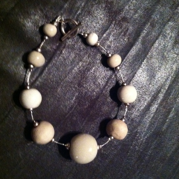 Handmade bone colored clay bracelet