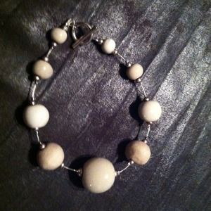 Handmade bone colored clay bracelet