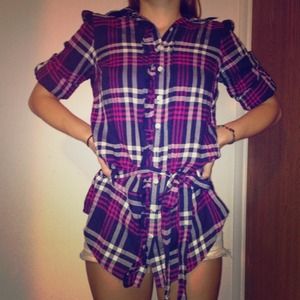 49. Plaid flannel with belt