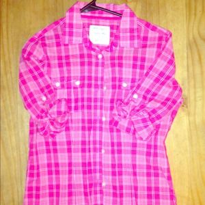 Pink checkered button up ! So cute