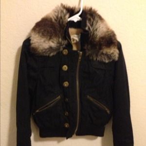 Bomber Jacket with removable fur collar