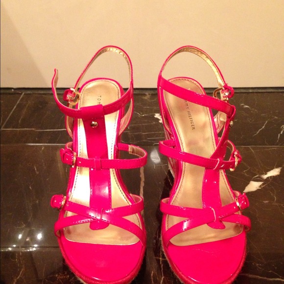 Red Patton leather wedges(TH)