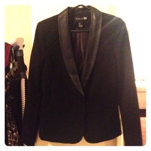 Black blazer with leather trim
