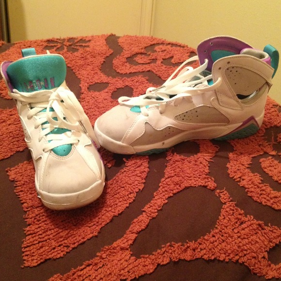 4 DENISEISSICKK aqua purple white & grey Jordan's