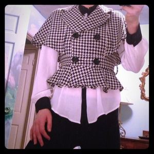 Houndstooth Double Breast Button Coat