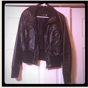 Faux black leather jacket
