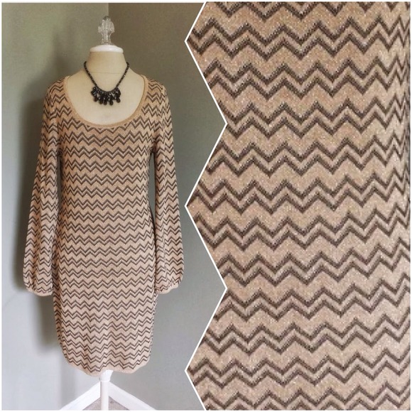 Beautiful Gold, Black Chevron Print Dress