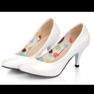 White Almond Toe Pumps Size 6