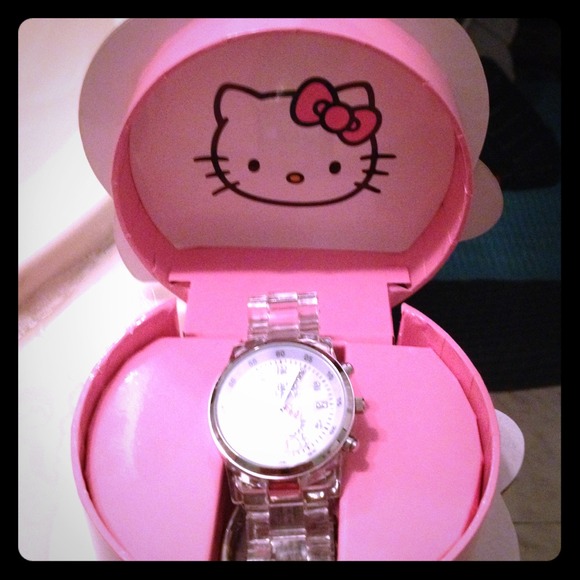 Clear hello kitty watch.