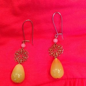 Pink and green earrings.