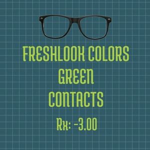 💚FRESHLOOK COLORS💚 GREEN -3.00 CONTACTS 3 PAIRS