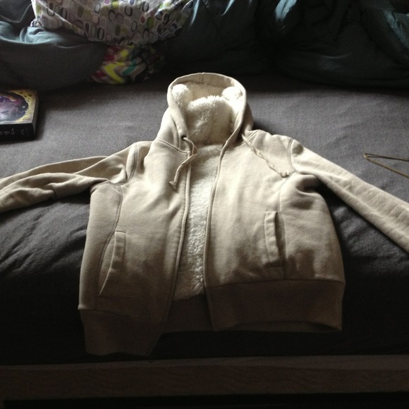 cream fur lined hoodie