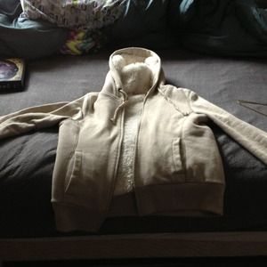 cream fur lined hoodie