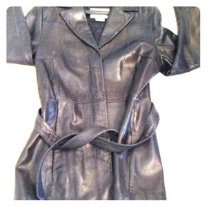 Black Belted Leather Jacket Nine West