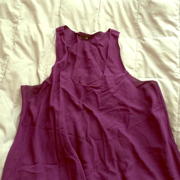 Long scoop neck silk Theory Eggplant tank