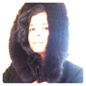 Beautiful Fox Fur trimmed long black coat