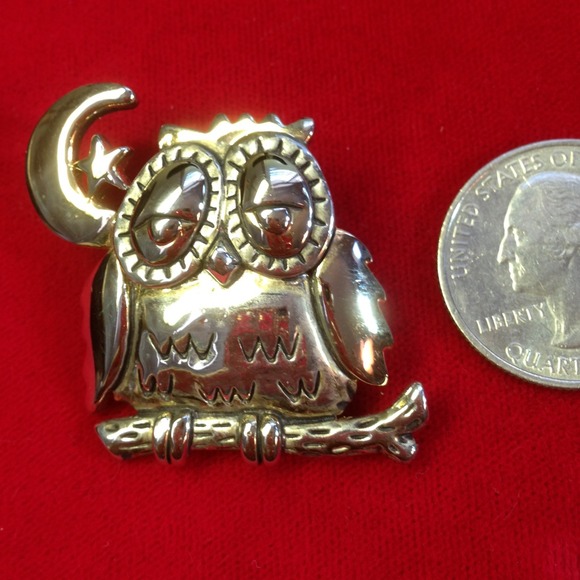 Owl / Moon & star on limb. Pin / Pendant - Picture 2 of 4