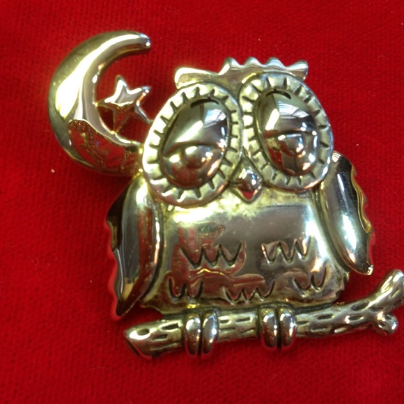 Owl / Moon & star on limb. Pin / Pendant - Picture 4 of 4