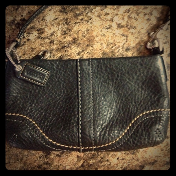 Coach Black Leather Wristlet