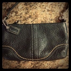 Coach Black Leather Wristlet