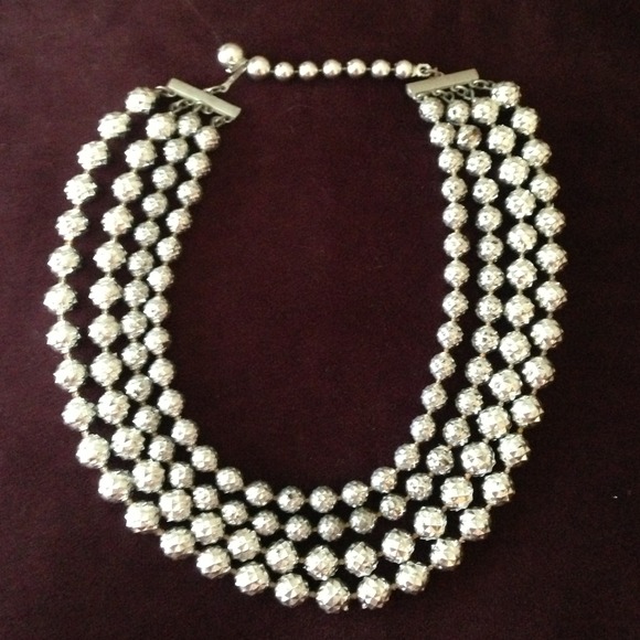 1950's Silver Plastic Beaded Costume Necklace