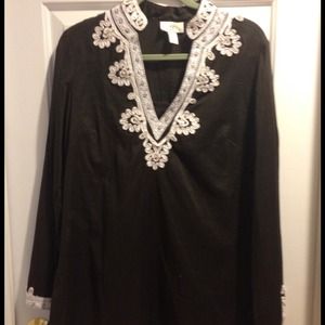 Ann Taylor Loft Dark Brown Tunic Top