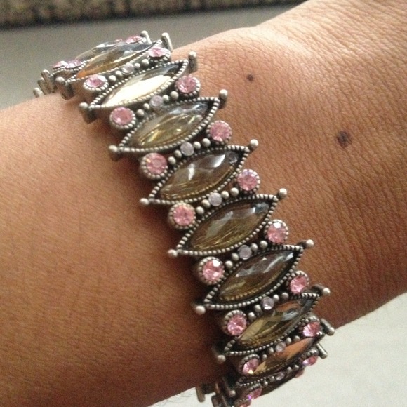 Pink accent and stone bracelet