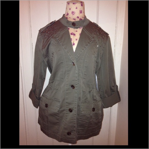 ❌SOLD❌Style & Co Stud Embellished Cargo Jacket - Picture 2 of 4
