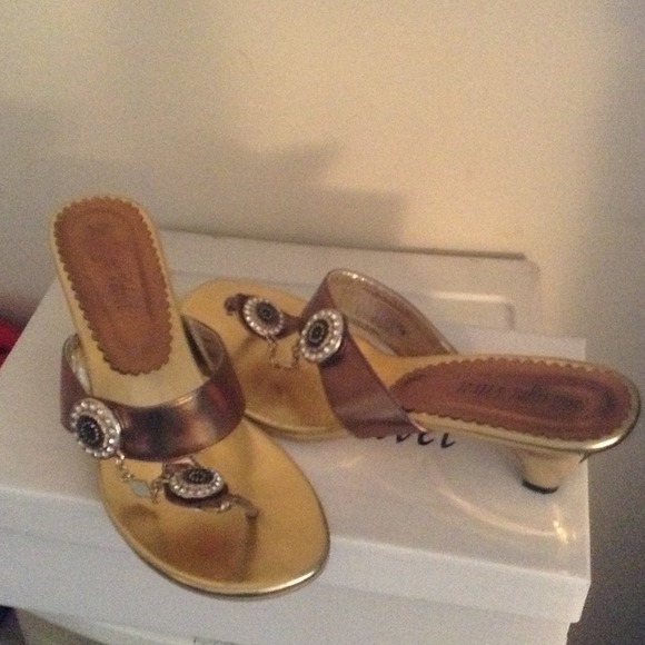 Midnight Velvet Shoes - Gold sandals