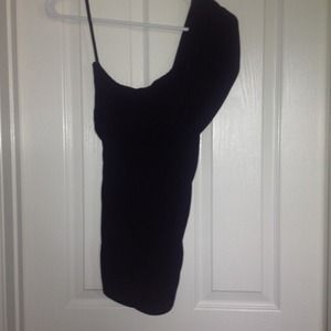 One shoulder black top