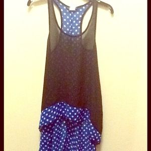 Long black and Blue polka dot blouse!