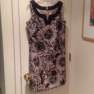 Black and Tan printed dress. Size 14