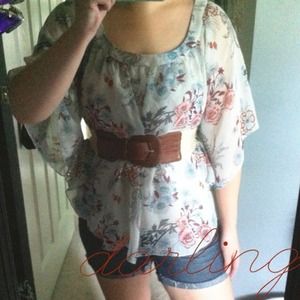 Sheer floral butterfly style top