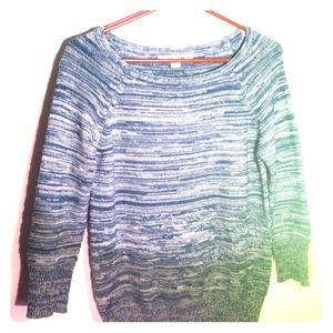 Teal and white sweater. Versatile and comfortable!