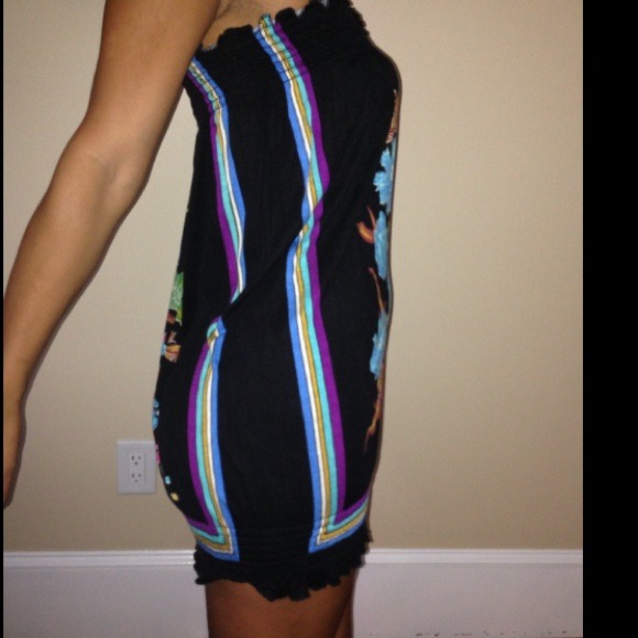 Floral Design Black Minidress - Picture 3 of 3