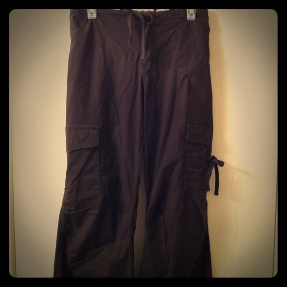 Chocolate brown stretch cargo pants