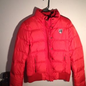 Down winter coat with removable hood