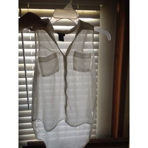 white, see through, high low, sleeveless top!