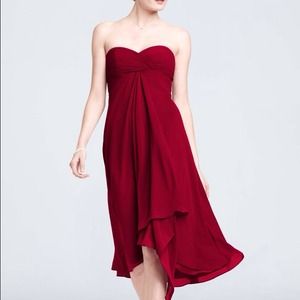 Red chiffon David's Bridal bridesmaid/prom dress