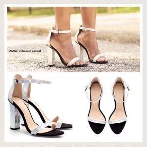 NWT Zara iridescent ankle strap sandals