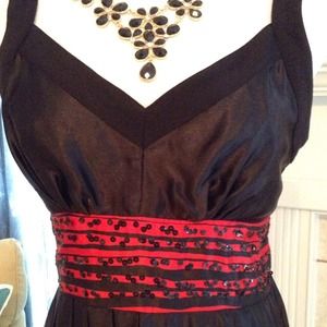 Black and Red Satin Dress w/ Sequin