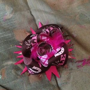 Brown and Pink Hair Bow. Cowgirl