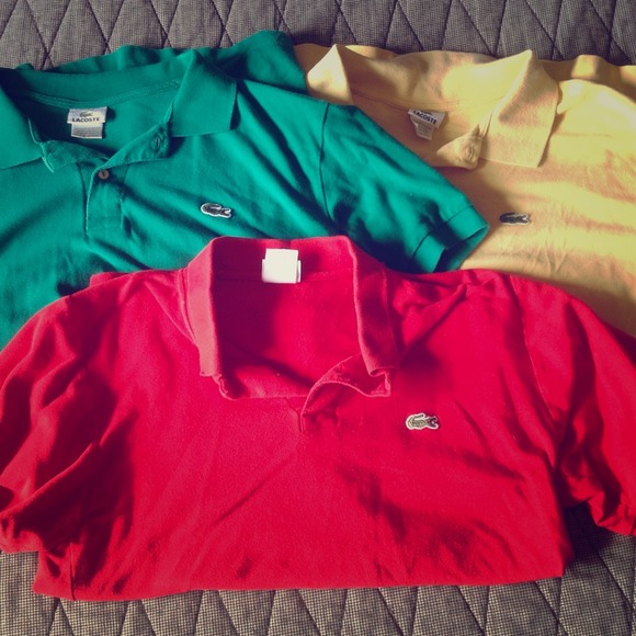 ❌SOLD❌ 3 Lacoste Polos in Red, Green & Yellow Sz 7