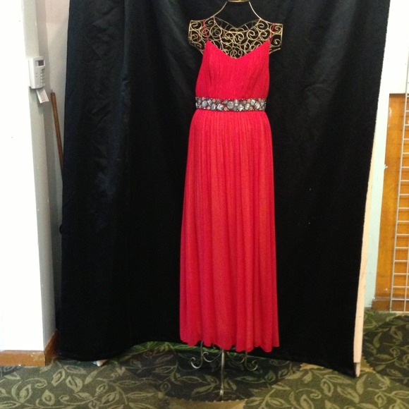 100% Silk Red Grecian Maxi dress