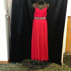 100% Silk Red Grecian Maxi dress