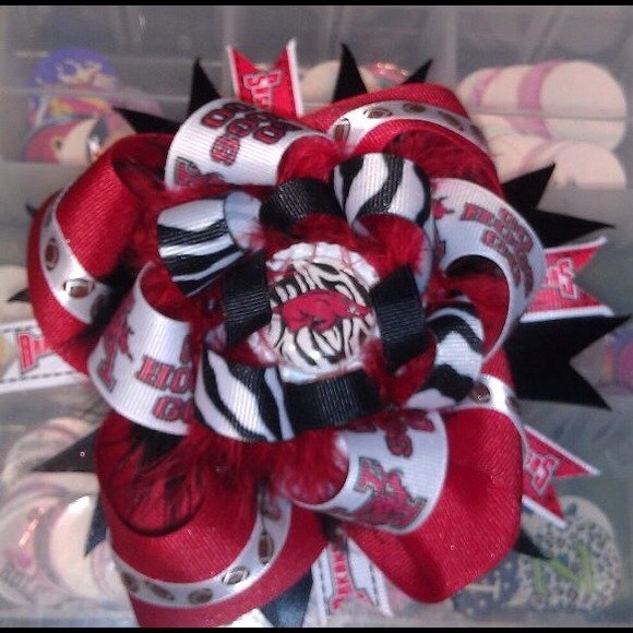 Collage football hair bow