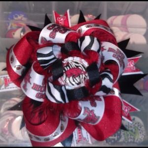 Collage football hair bow